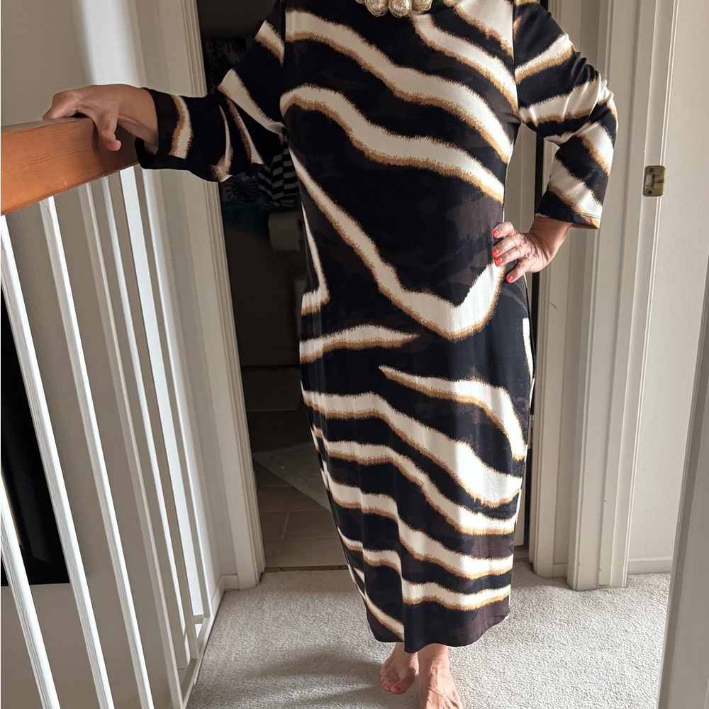 Chico's Black and Cream Animal Print Dress